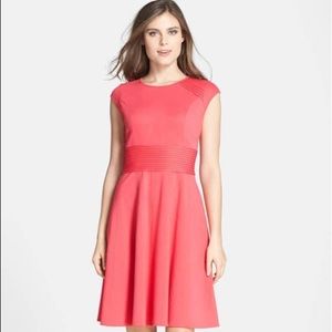 Eliza J Pintucked Waist Ponte Fit & Flare Dress